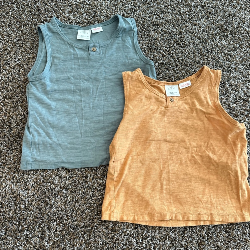 NWOT!! 2 18-24 month Zara Kids Sleeveless Tank Top - Blue and Orange